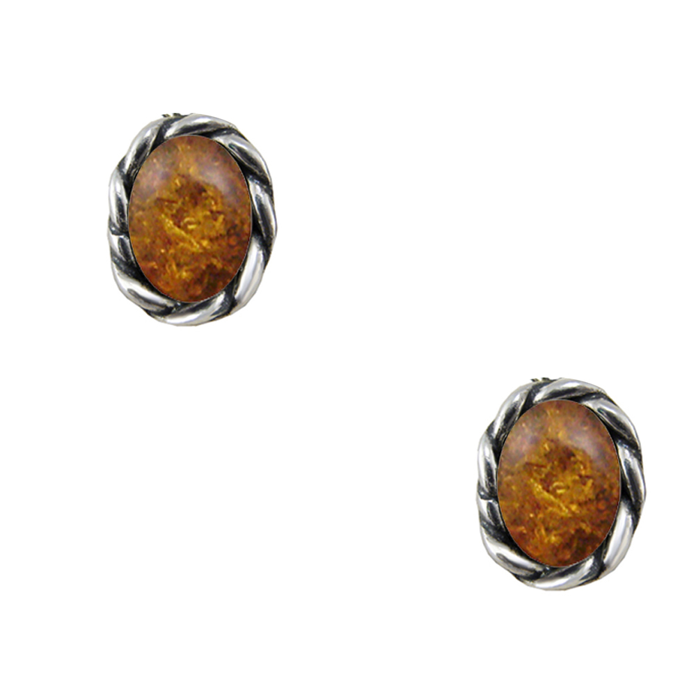 Sterling Silver Little Amber Post Stud Earrings